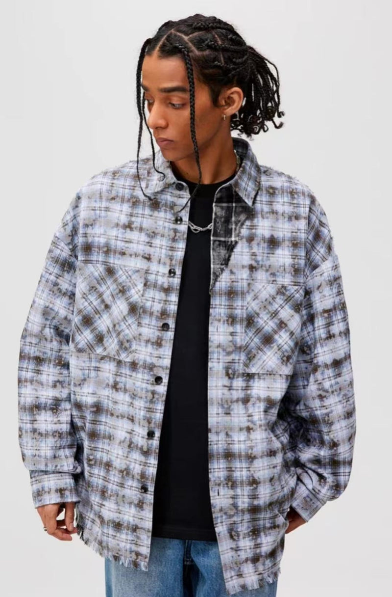 ATRY Distressed Patchwork Long-sleeved Shirt