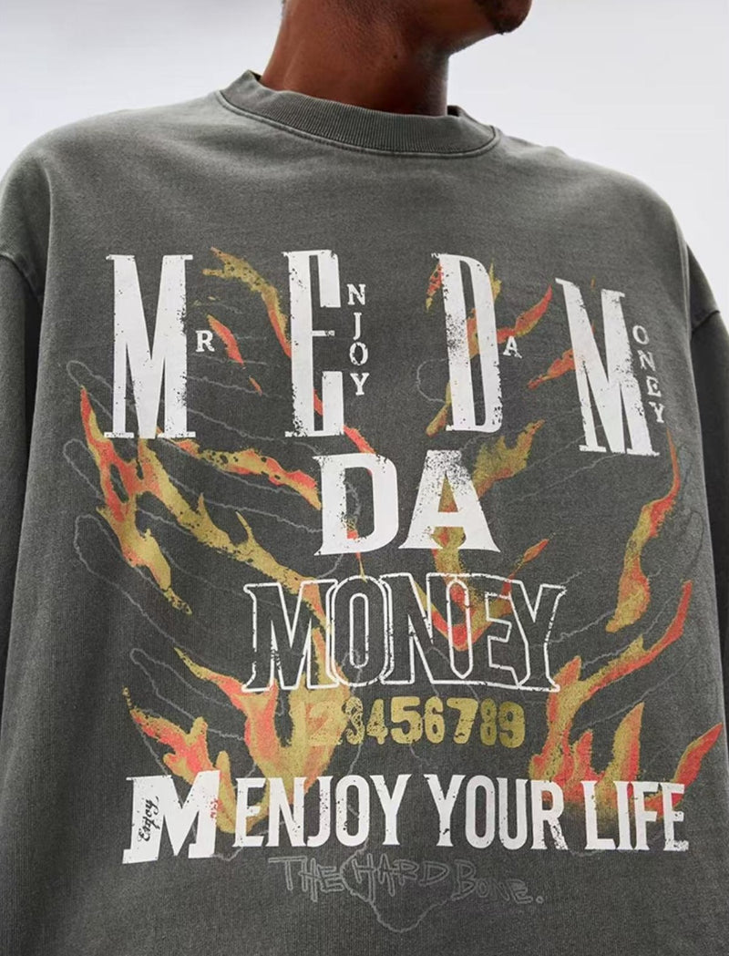 MEDM Flame Bones Long Sleeve T-Shirt