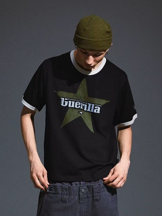 REMEDY Contrast Ribbed Short-sleeved T-shirt