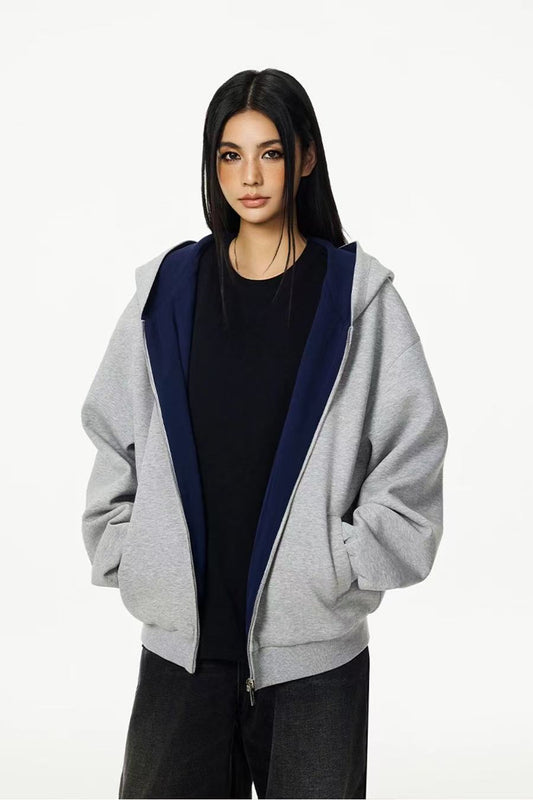 ACHOCK Logo Print Two-tone Hooded Sweatshirt