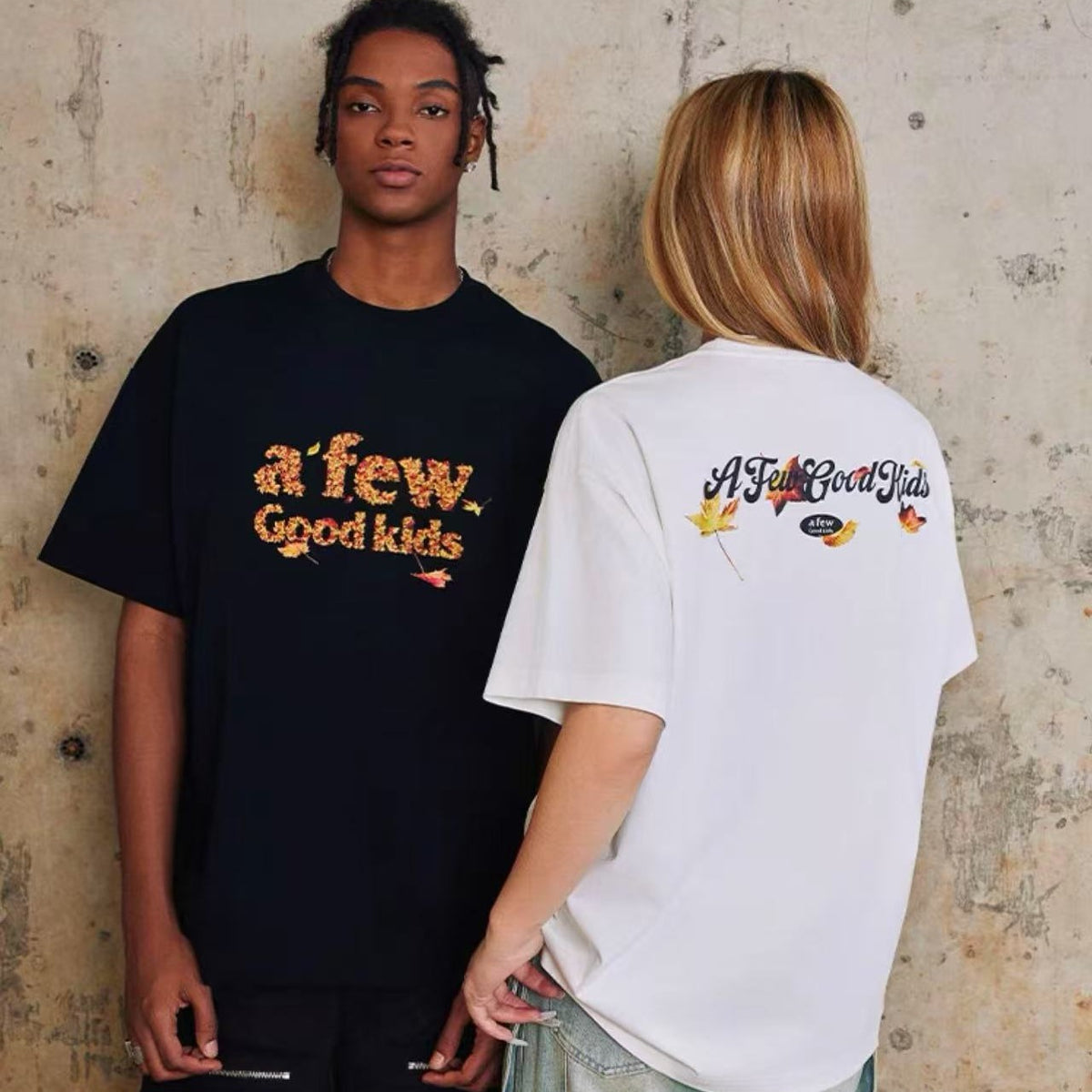AFGK Maple Leaf Falling Print T-shirt