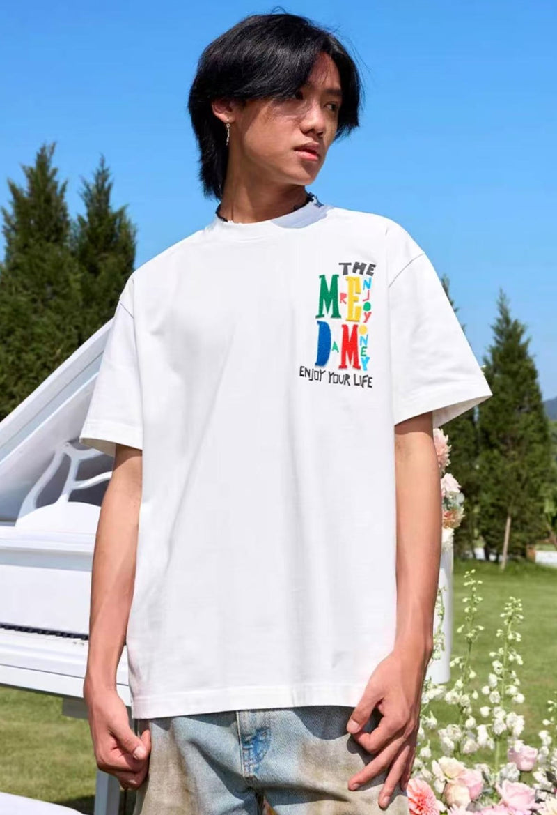 MEDM Colorful Floral Paper-cut Short-sleeved T-shirt