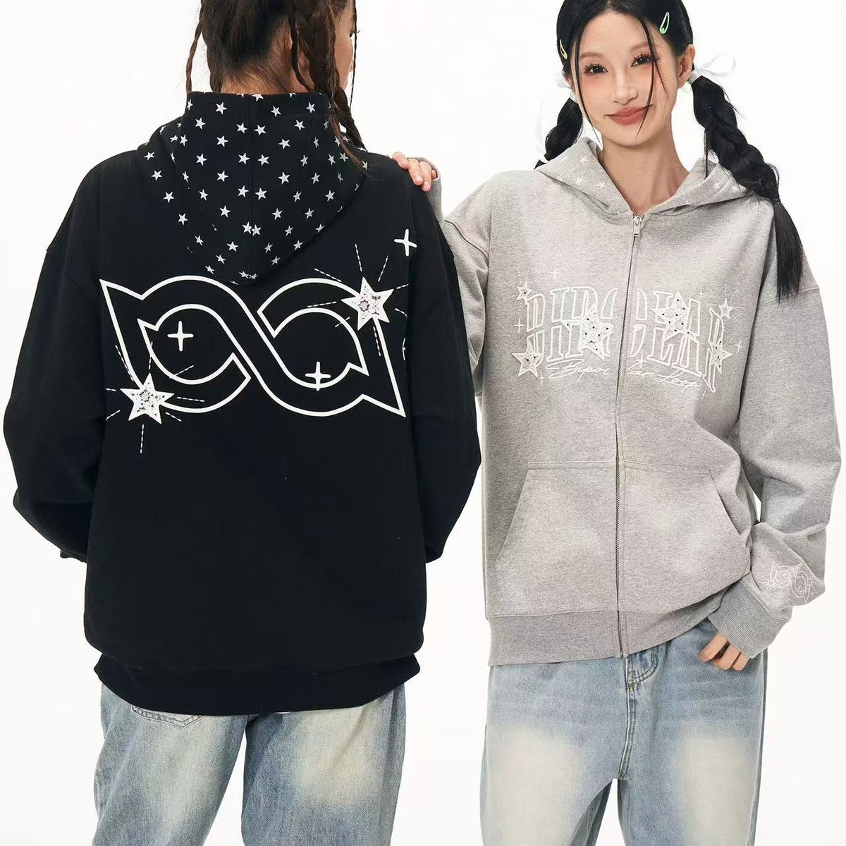 BIPOLAR Star Hooded Cardigan Sweatshirt