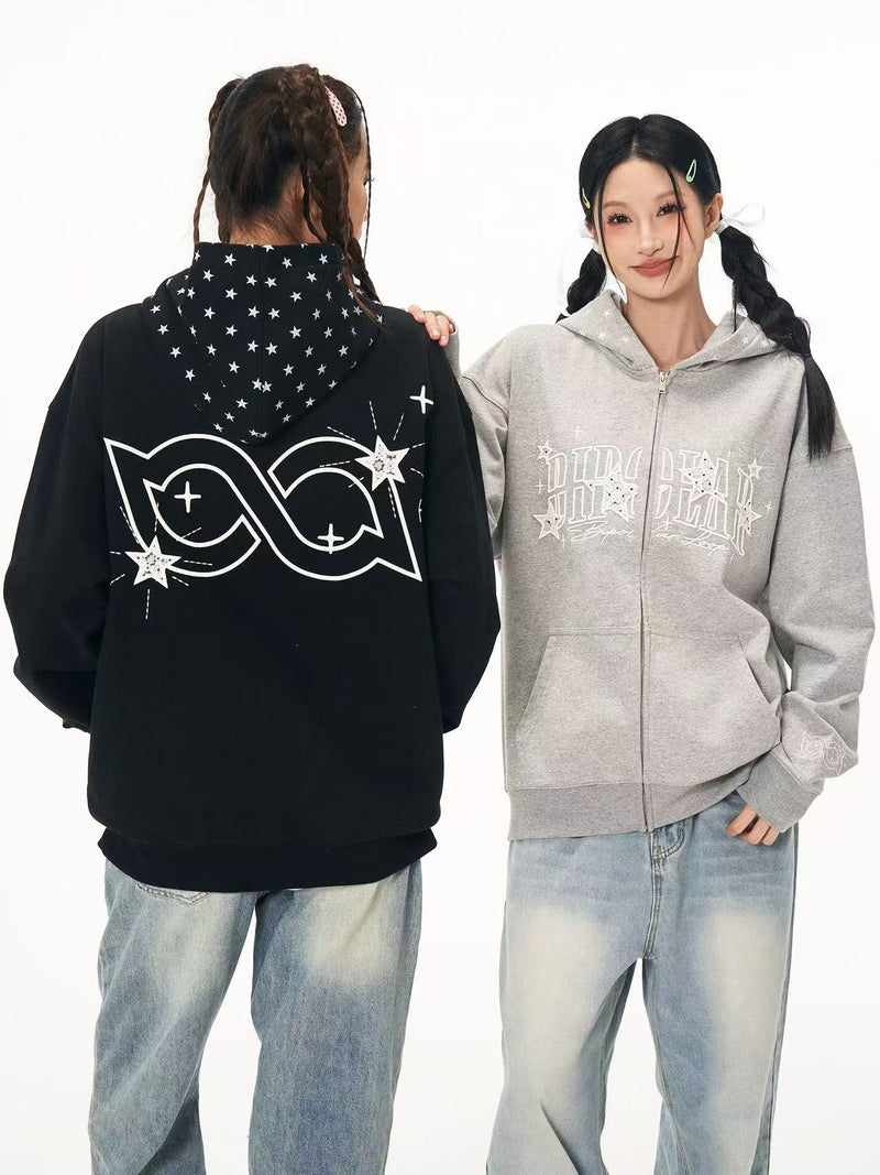 BIPOLAR Star Hooded Cardigan Sweatshirt