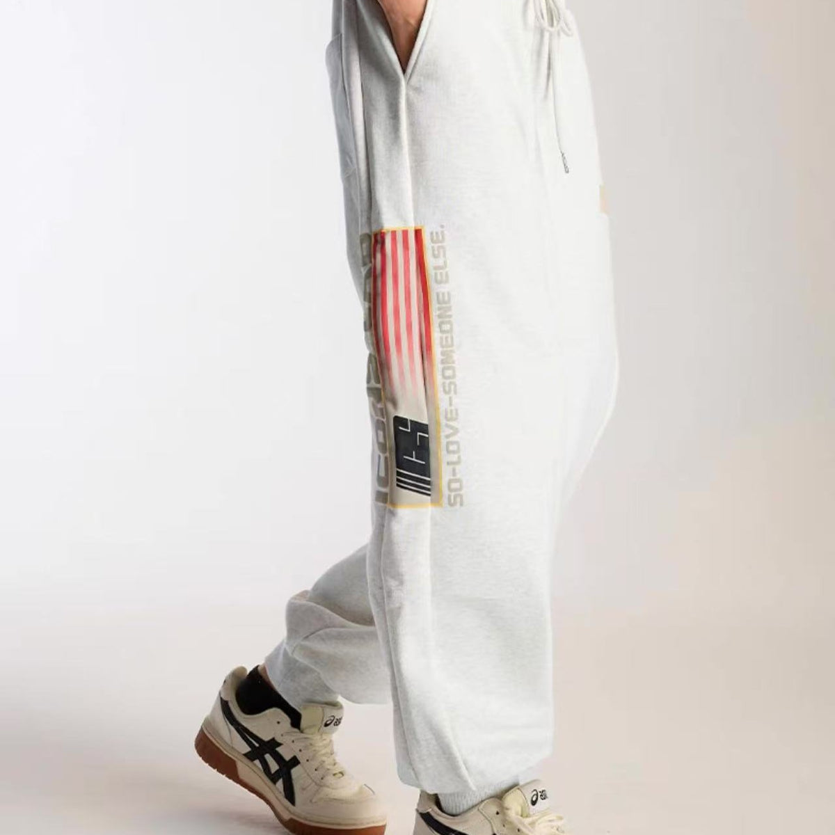 ICONSLAB Side Seam Flag Foam Printed Trousers