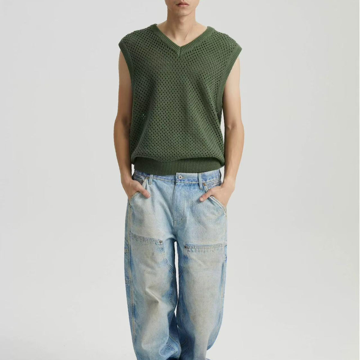 WASSUP Hollow V-neck Wool Vest