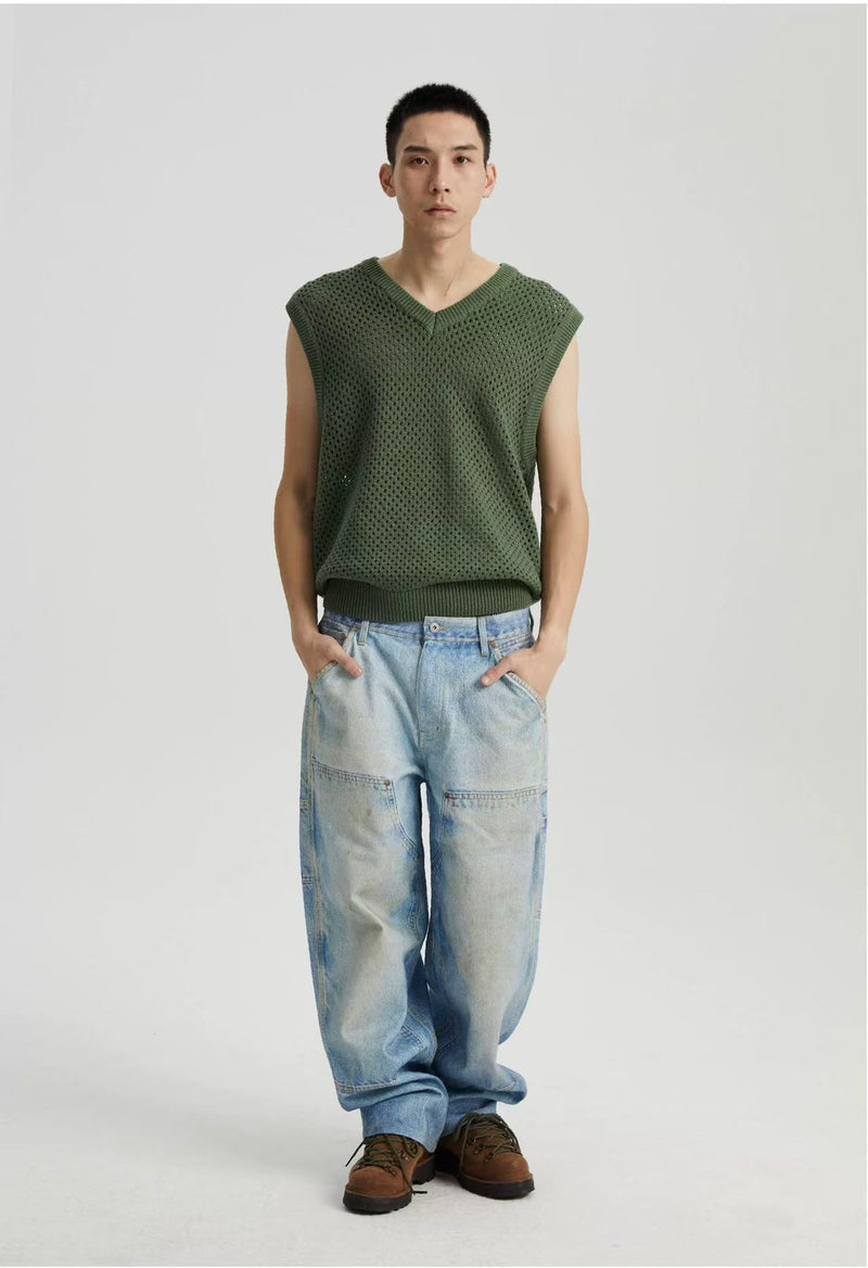 WASSUP Hollow V-neck Wool Vest