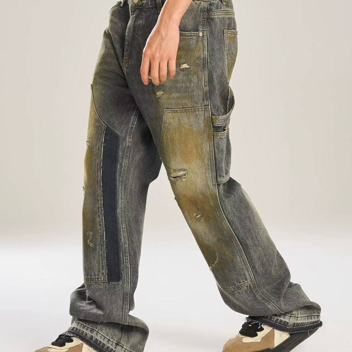 BIPOLAR Washed Dirty Blue Denim Jeans