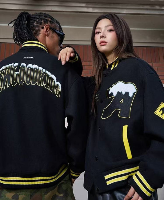 AFGK Yeti Logo Embroidered  Baseball Jacket