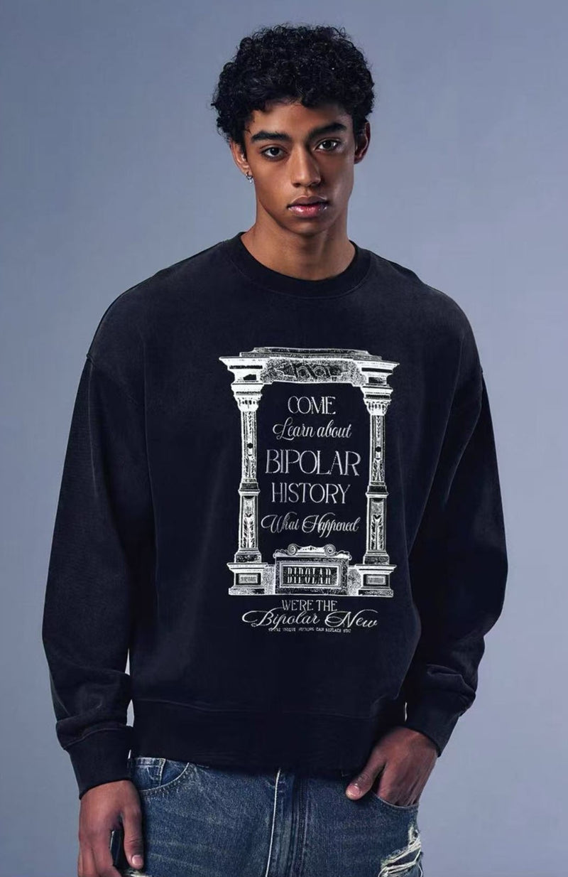 BIPOLAR Retro Street Hip Hop Crew Neck Sweatshirt