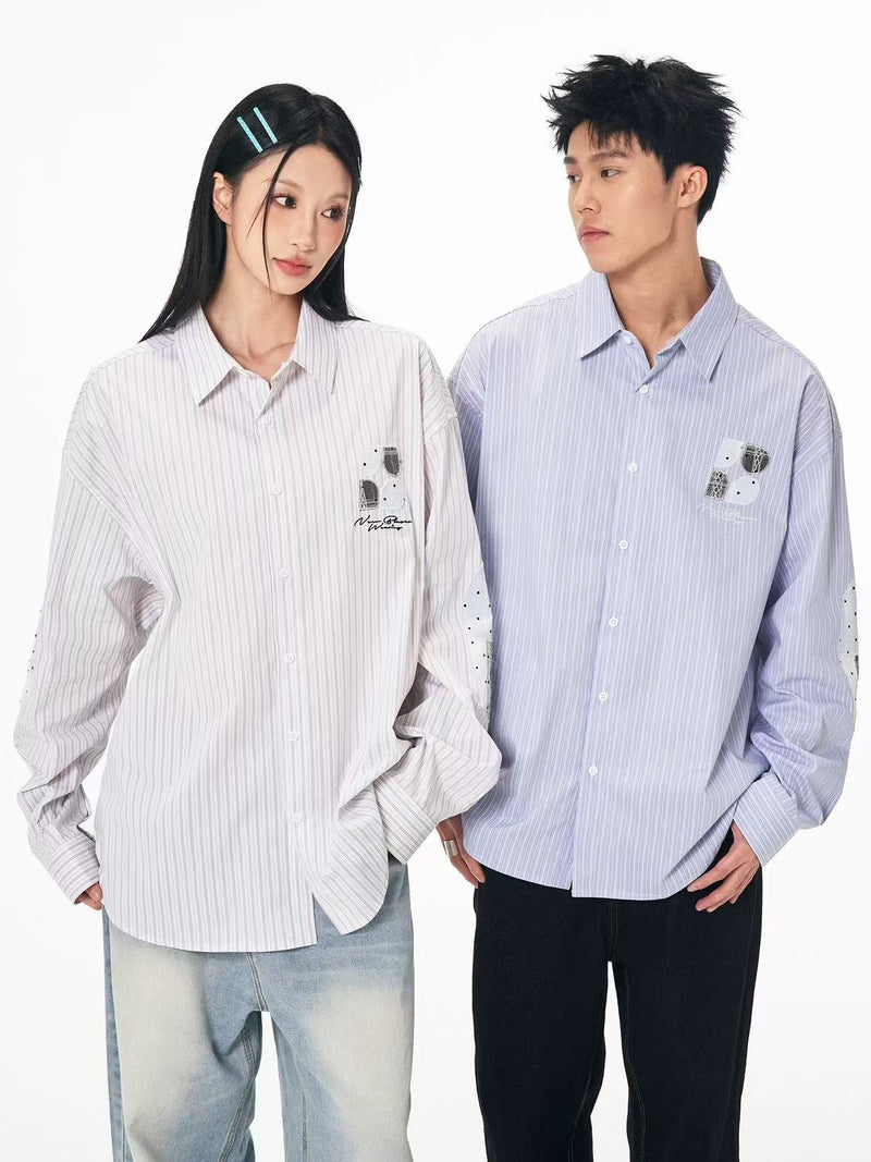 BIPOLAR Lace Plaid Patchwork Striped Polo Shirts