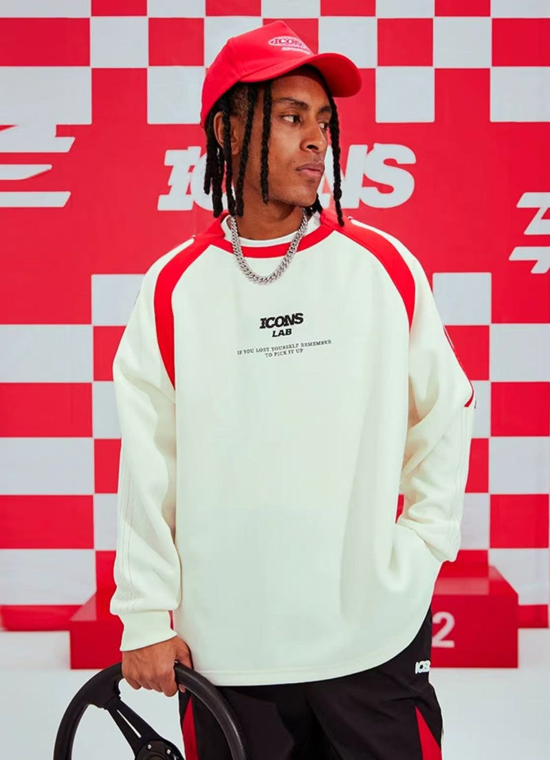 ICONSLAB Racing Collar Air Layer Contrast Dyed Woven Sweatshirt