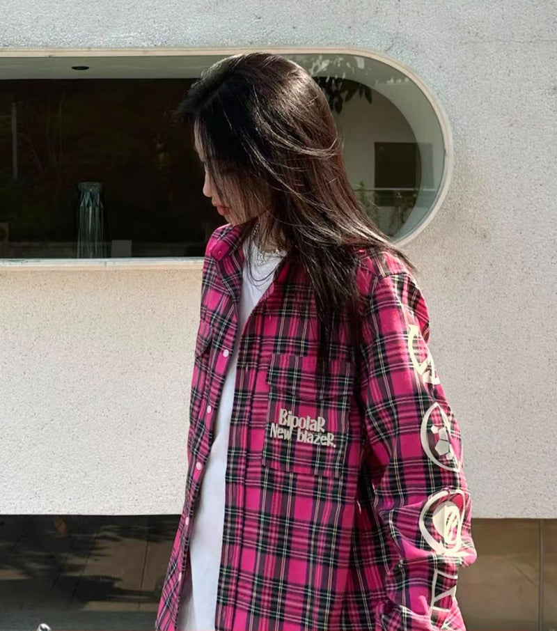 BIPOLAR Vintage Plaid Long-sleeve T-shirt
