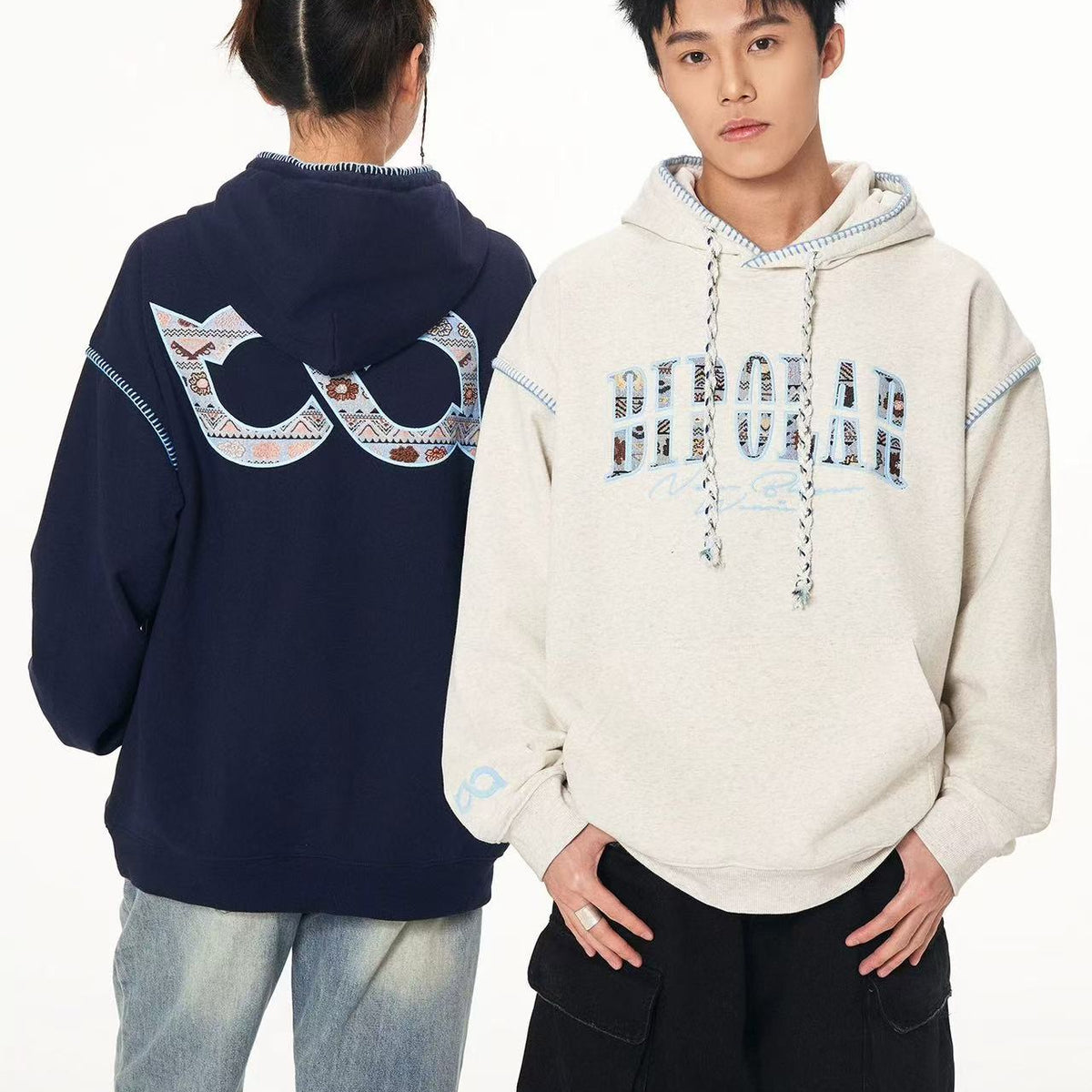 BIPOLAR Ethnic Style Woven Patchwork Hoodie