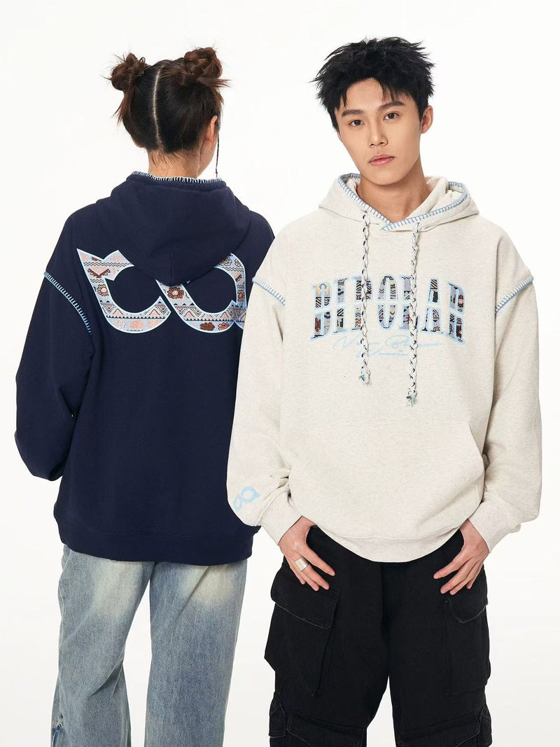 BIPOLAR Ethnic Style Woven Patchwork Hoodie