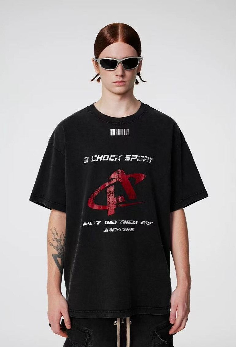 ACHOCK Heavy Washed Distressed Logo T-shirt