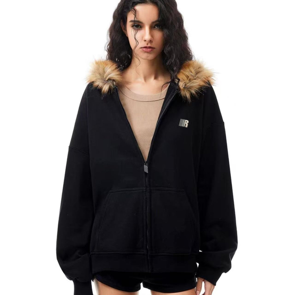 FDR Fur Collar Zipper Hoodie