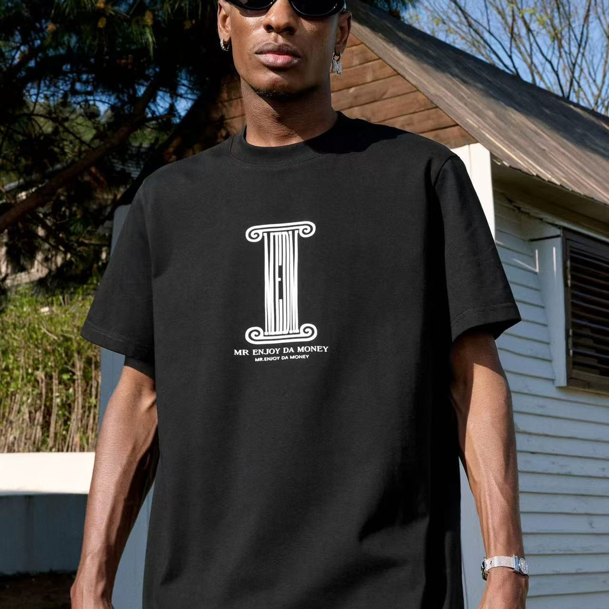 MEDM Roman Column Print Short-sleeved T-shirt