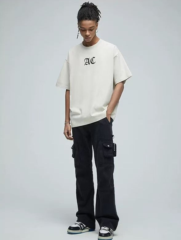 ACHOCK Multicolor Basic Logo Letter Print Short-sleeves T-shirts