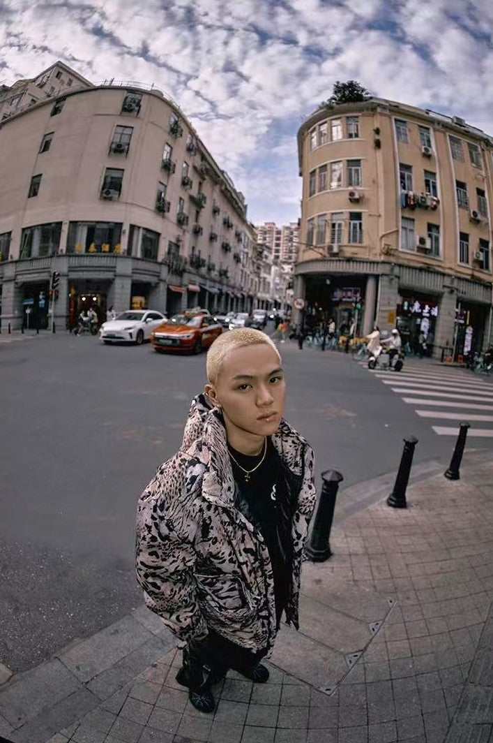 REMEDYxSTA Leopard Print Hooded Cotton Coat