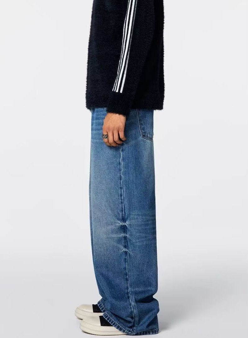 ACHOCK Vintage Washed Logo Stitching Jeans