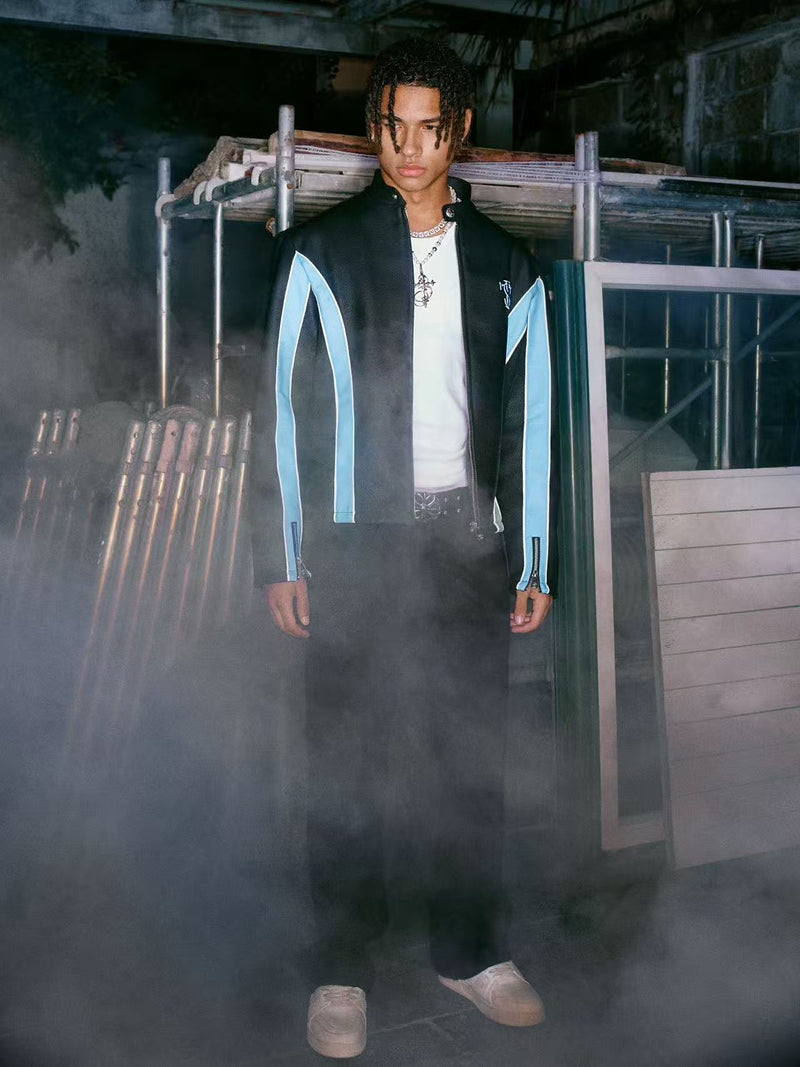 STK Vintage Striped Racing Leather Jacket