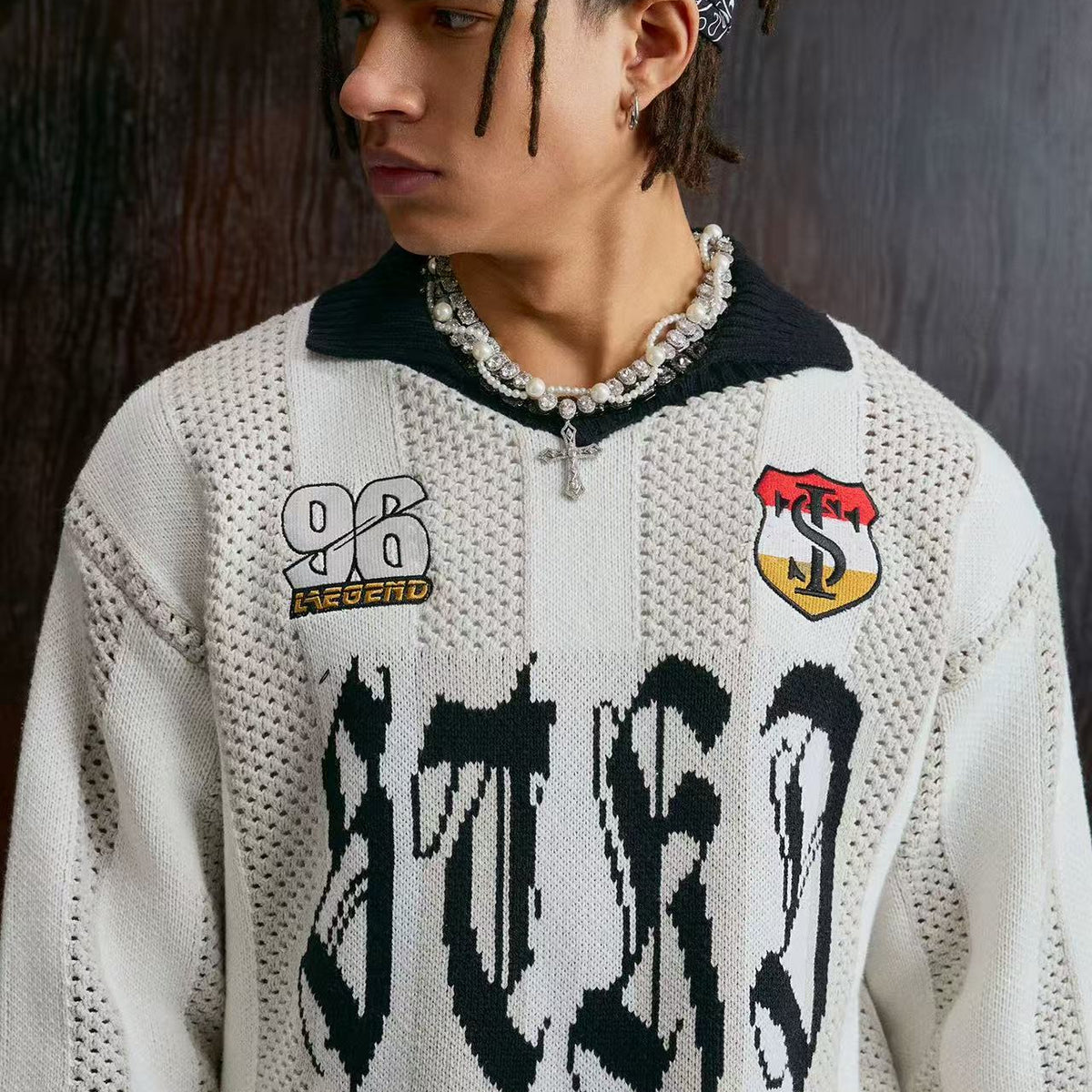 STK Vintage Striped Long-Sleeve Polo T-Shirt
