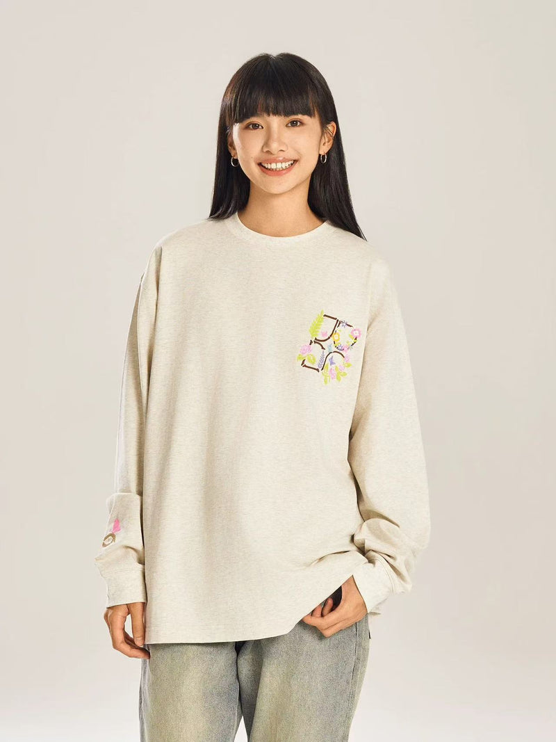 BIPOLAR Embroidered Flower Long-sleeved Sweatshirt