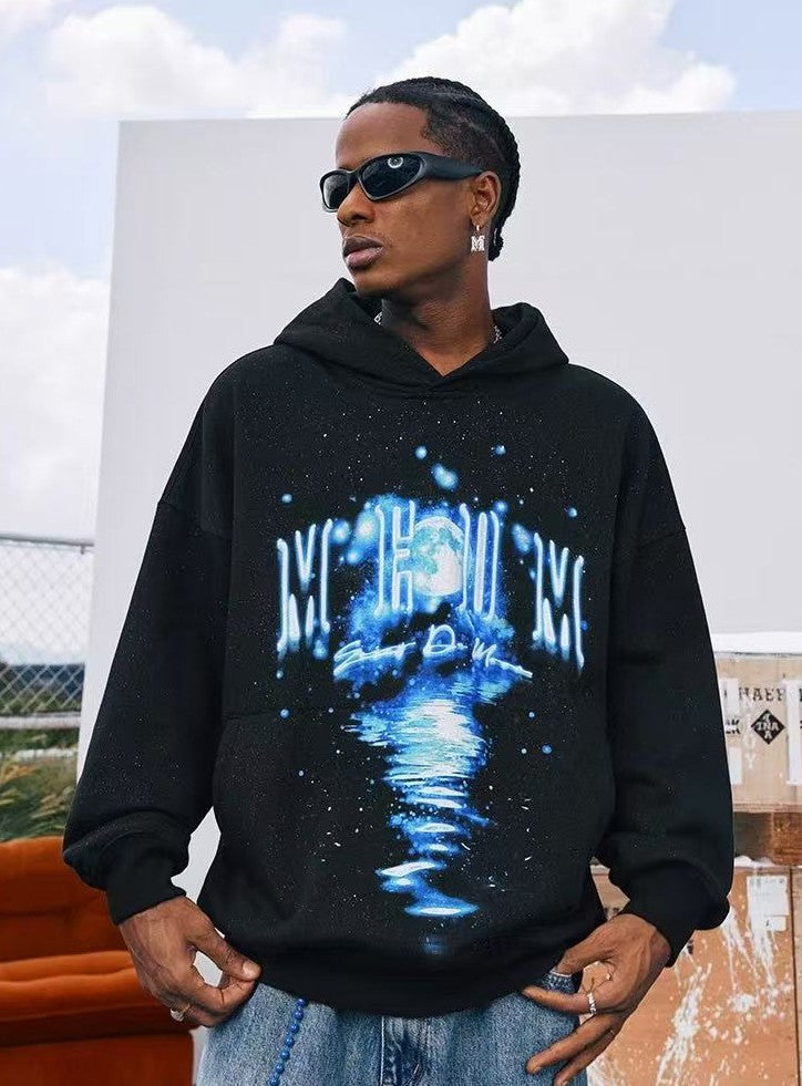 MEDM Blue Glitter Moon Reflection Hoodie