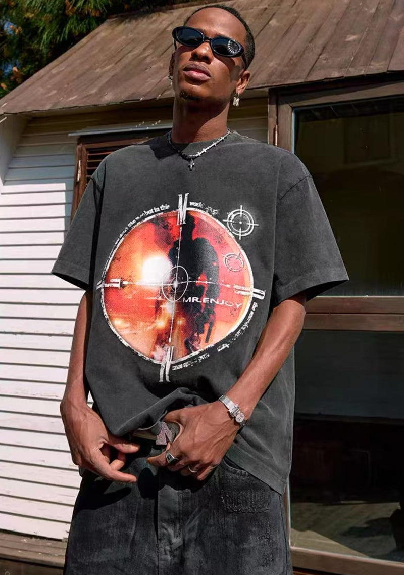 MEDM Washed Thermoset Oil Short-sleeved T-shirt