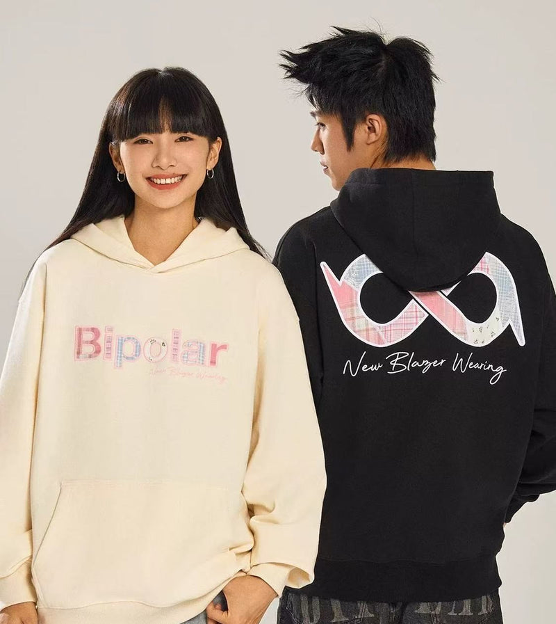 BIPOLAR Colorful Plaid Patch Logo Hoodie