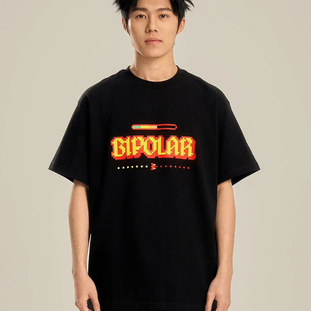 BIPOLAR Pixel Game Offset Printed Short Sleeve T-Shirt