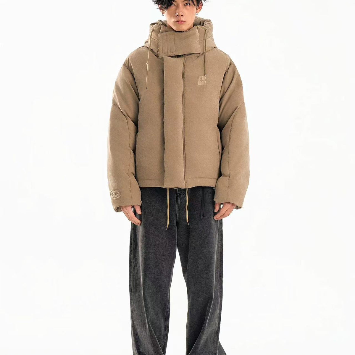 BIPOLAR Textured Suede Embroidered Thickened Ski Jacket