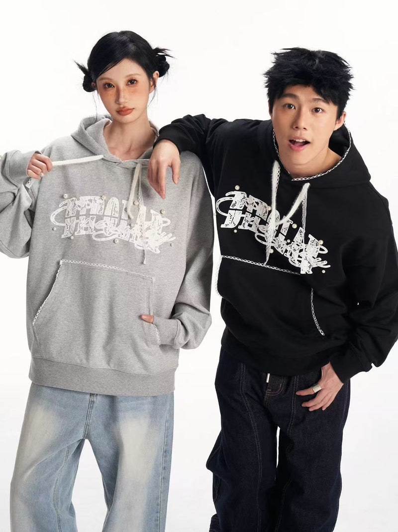BIPOLAR Lace Pearl Patch Logo Hoodie
