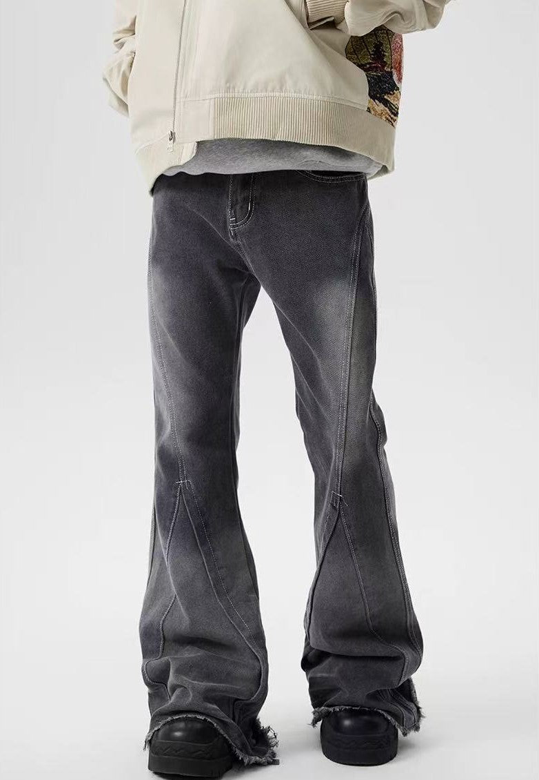 ACHOCK Washed Black Raw Edge Bootcut Jeans