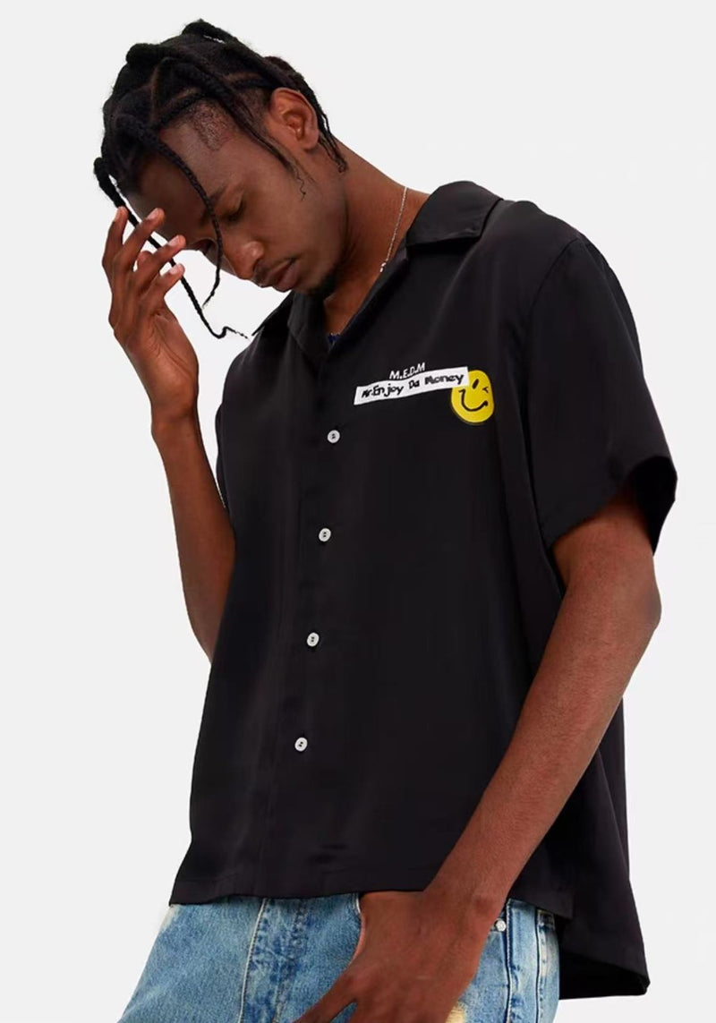 MEDM  Colorful Embroidered Printed Smiley T-shirt