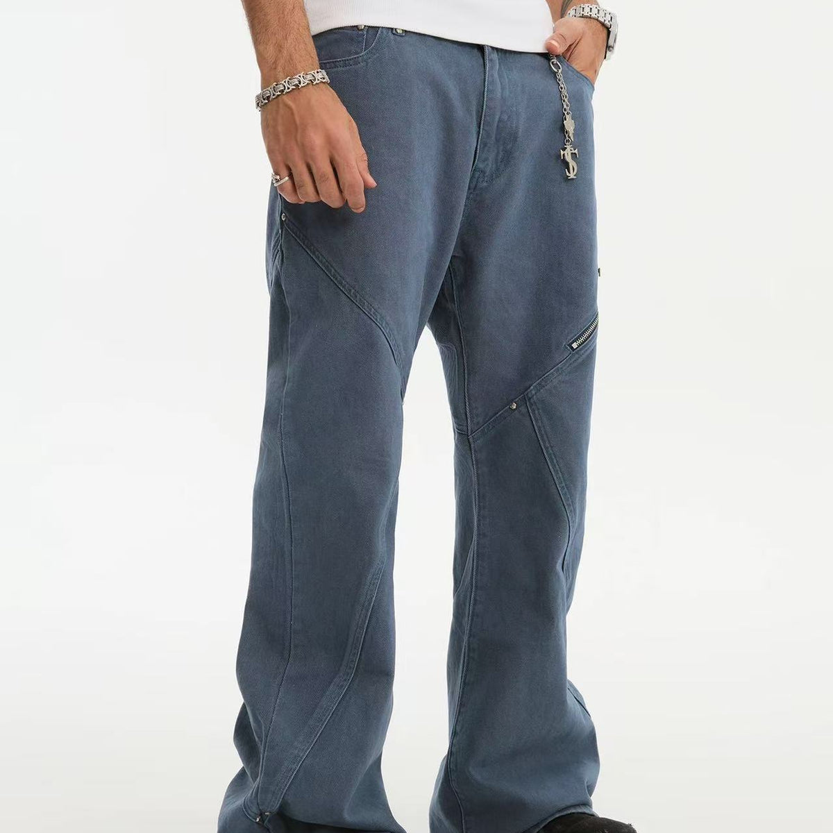 STK Vintage Waterwashed Curved Blade Flared Jeans