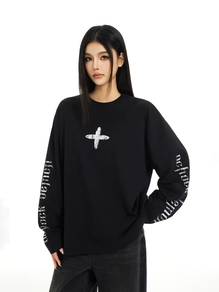 ACHOCK Retro Simple Cross Long-sleeved Tee