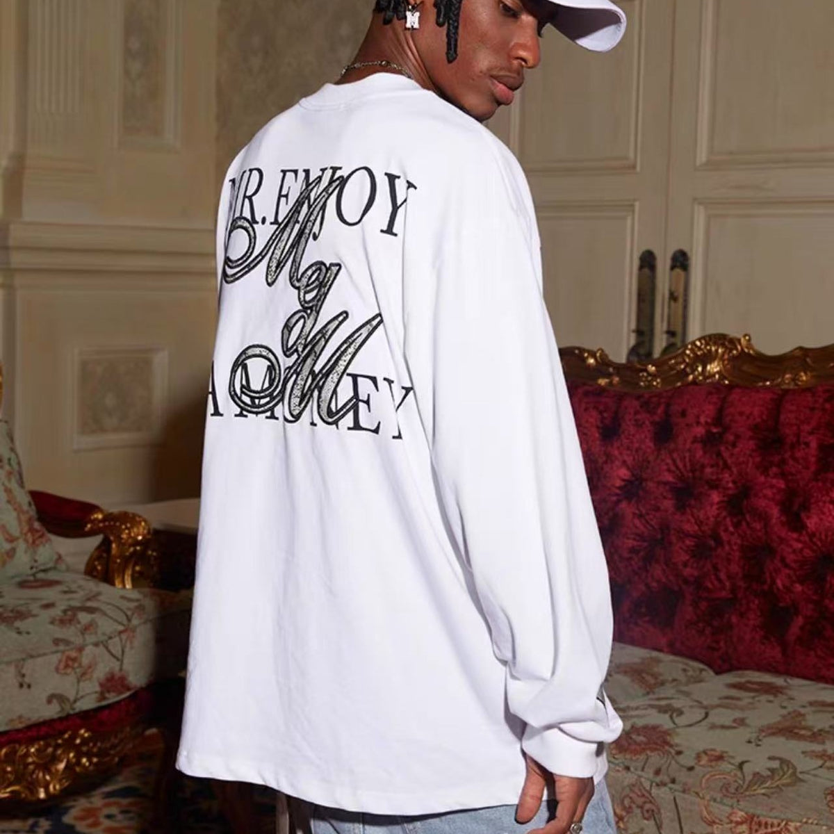 MEDM Snake Print Lettering Top Long-sleeve T-shirt