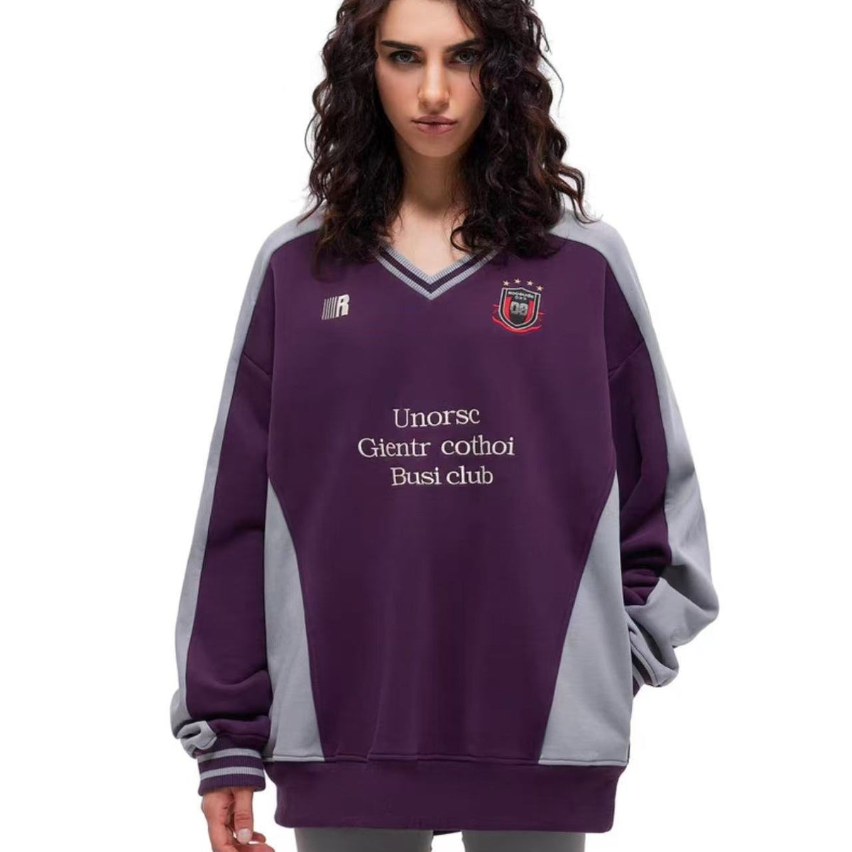 FDR Badge V-neck Contrasting Colors Sweater
