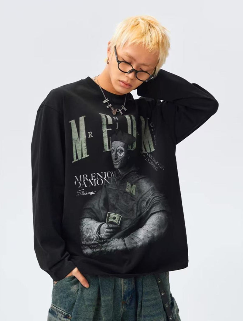 MEDM Spoof Oil Painting Long-sleeved T-shirt