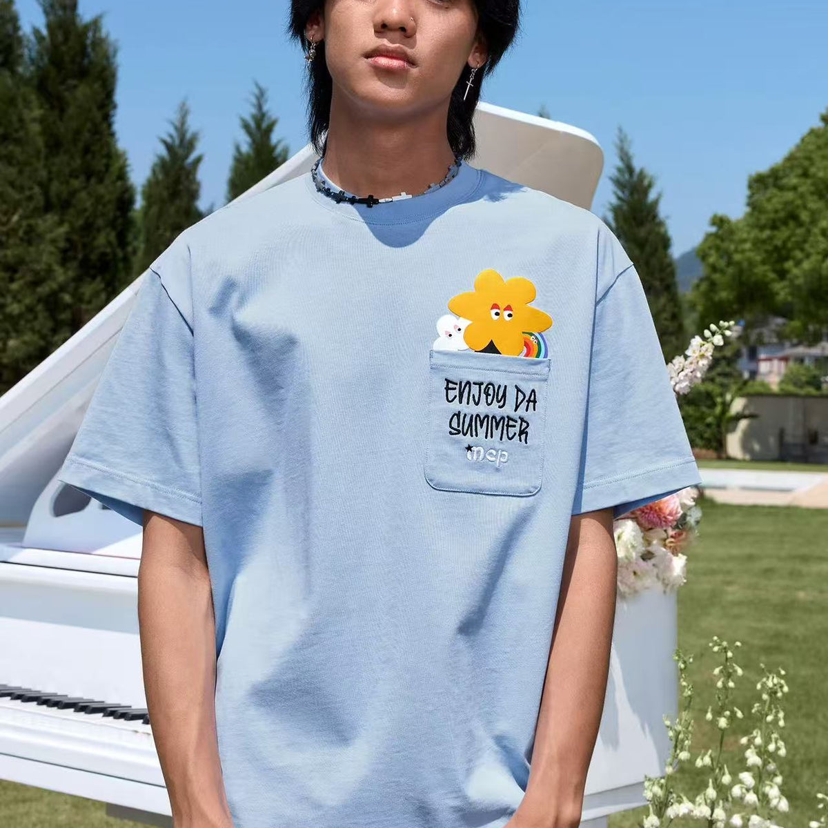 MEDM Cartoon Pocket Short-sleeve T-shirt