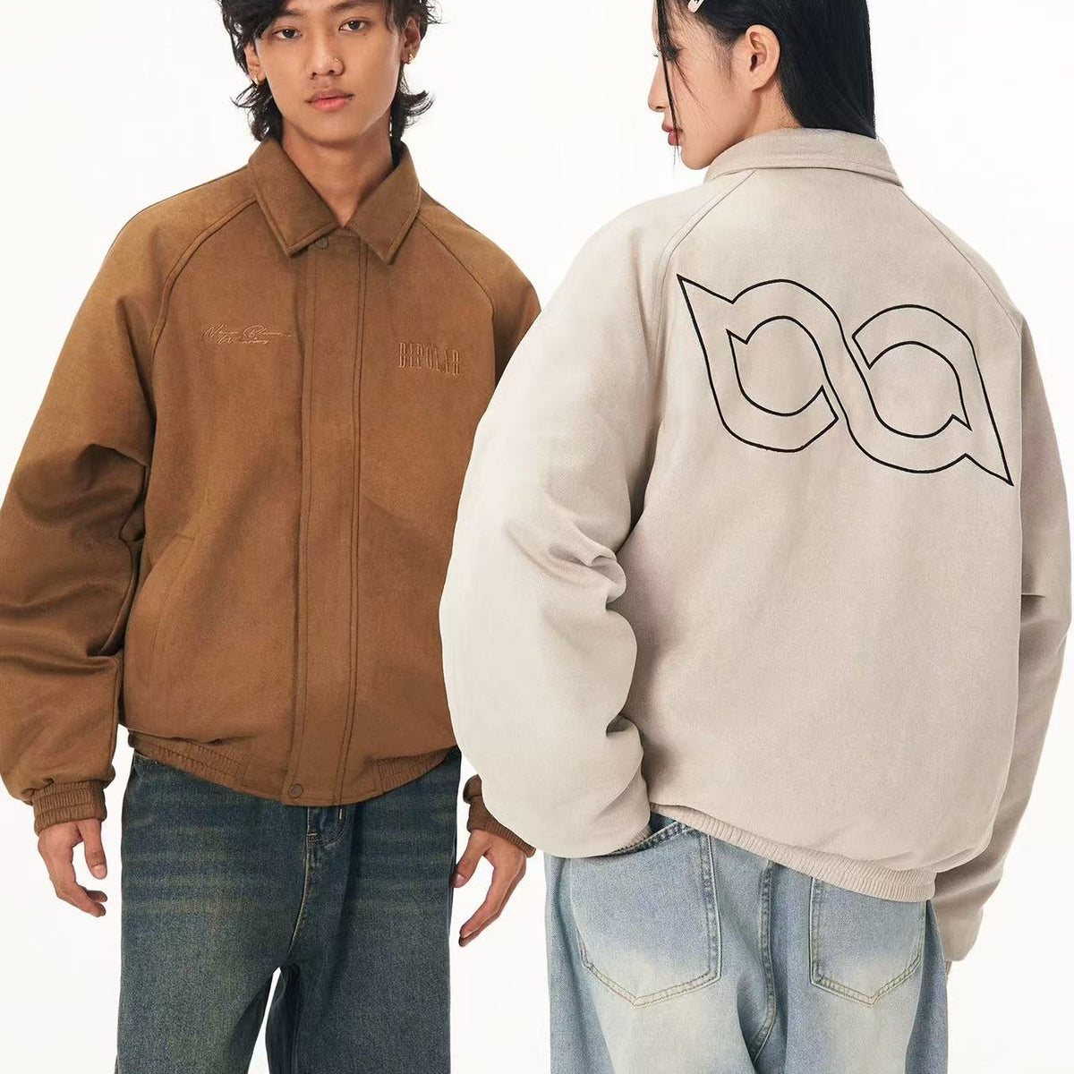 BIPOLAR Embroidered Suede Down Jacket