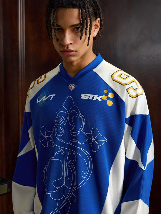 STK Color-Blocked Mesh Ice Hockey Long-Sleeve T-Shirt