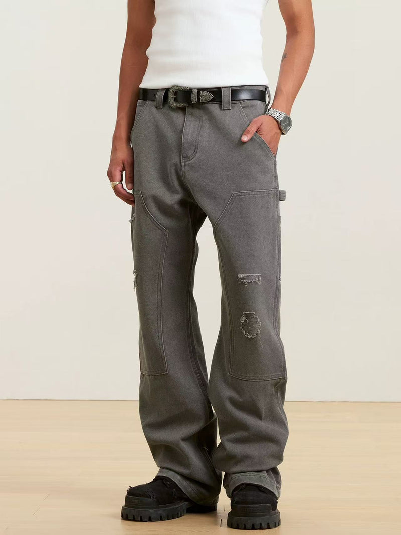 STK Washed Distressed Patchwork Jeans