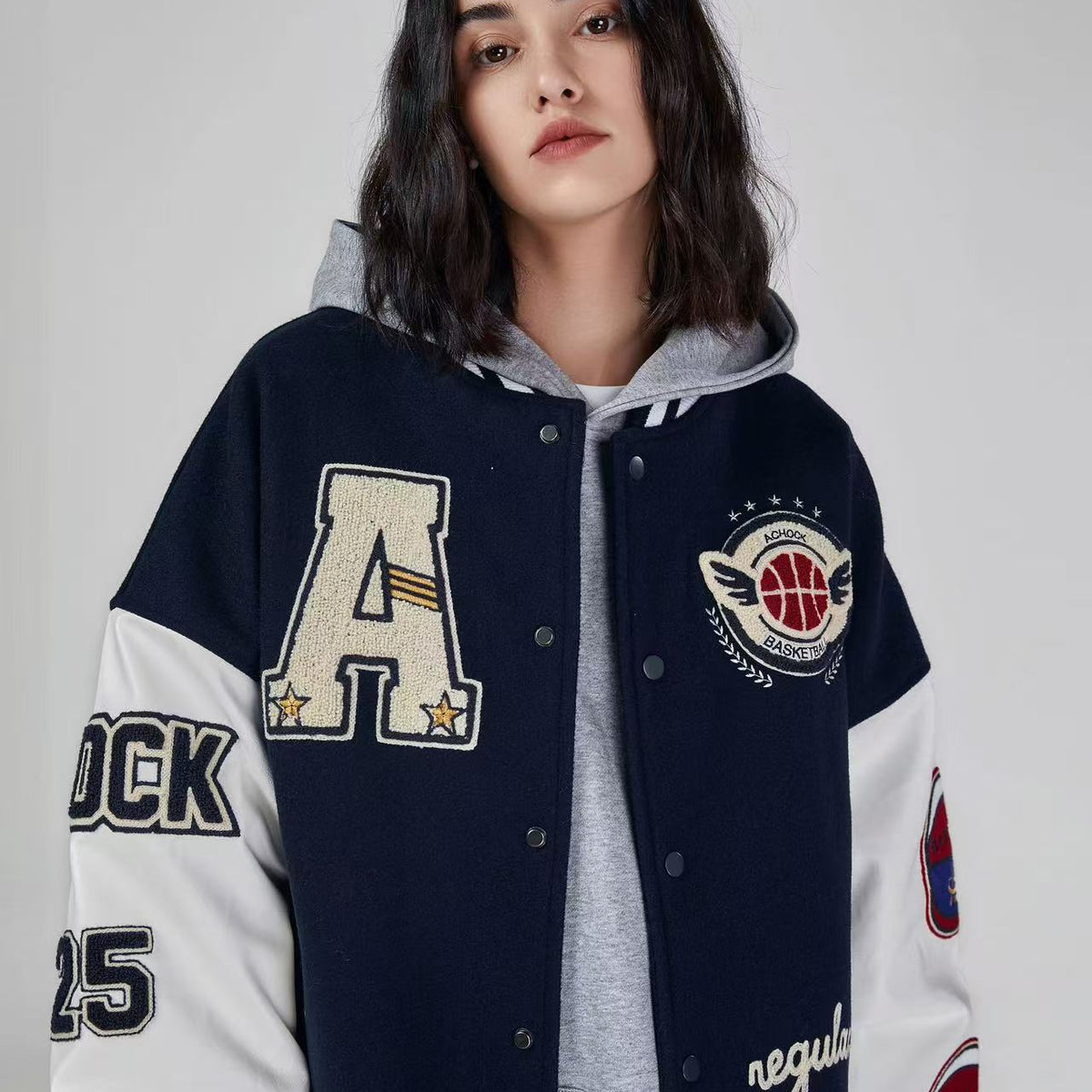 ACHOCK Alphabet Baseball Jacket