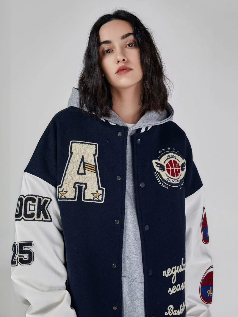 ACHOCK Alphabet Baseball Jacket