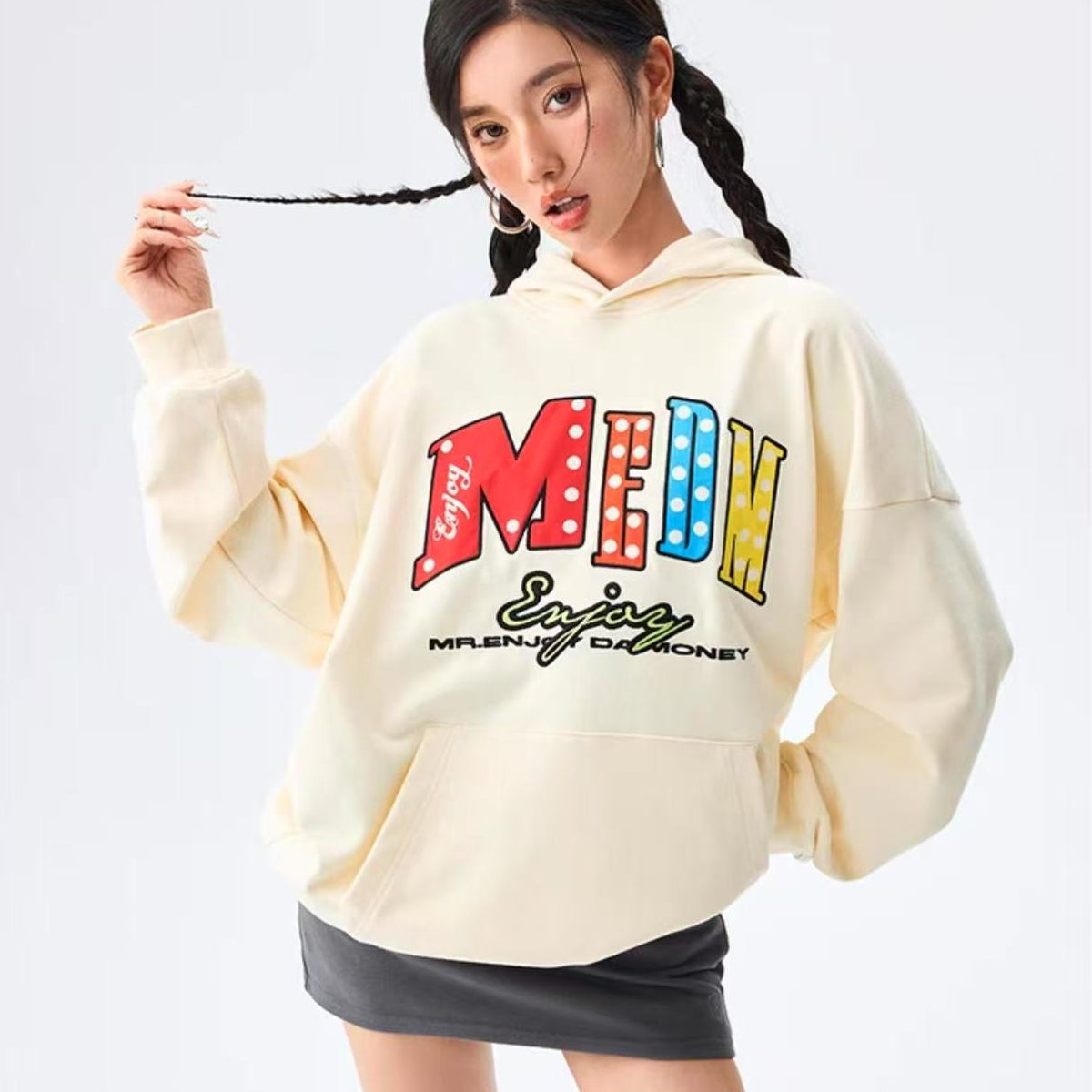 MEDM Neon Color Letter Hoodie