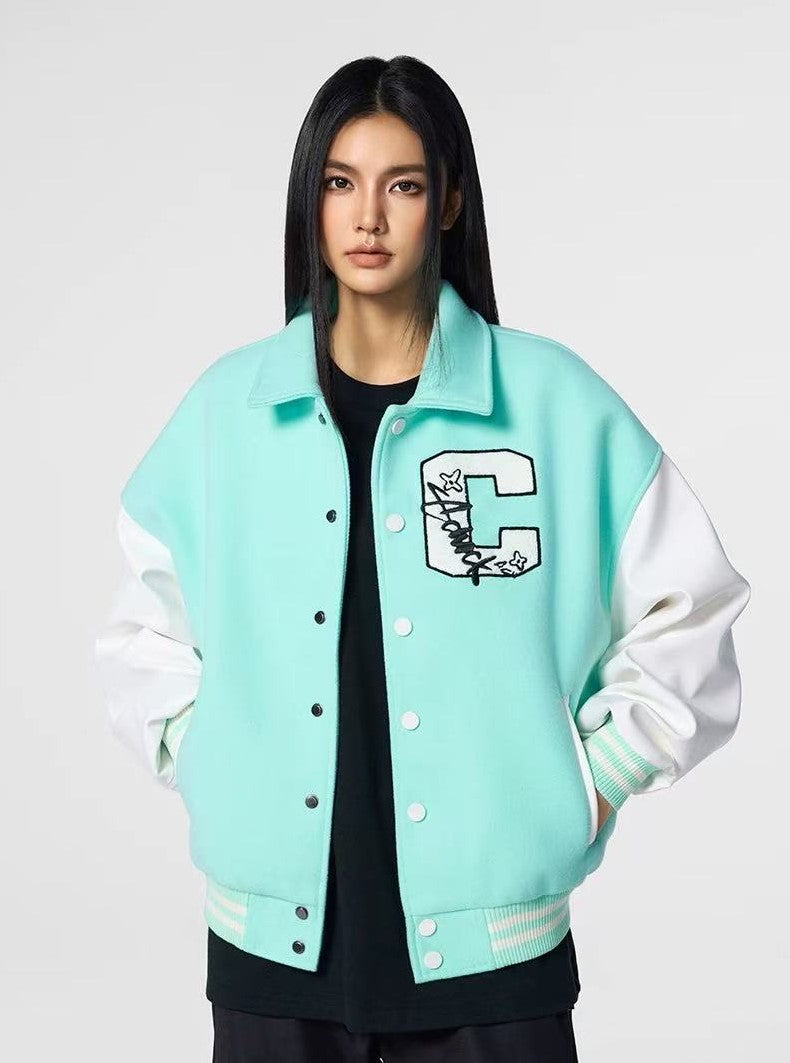 ACHOCK Patchwork Logo Baseball Jacket
