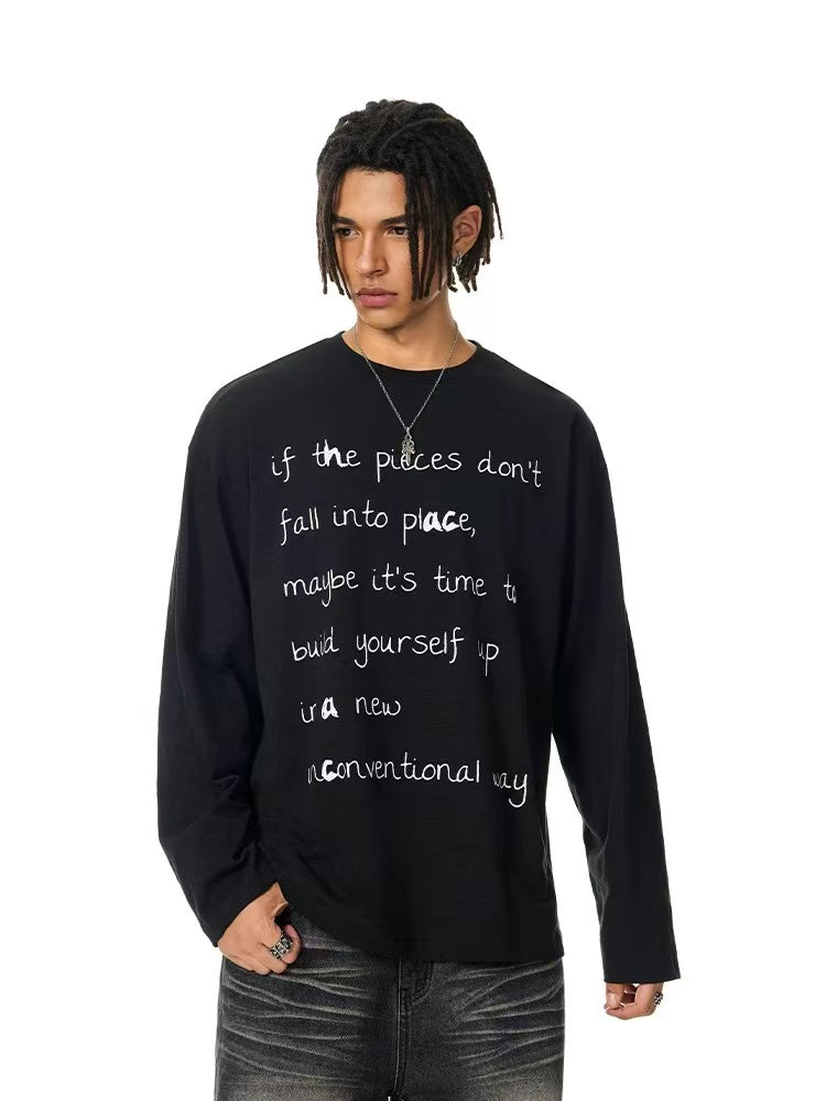 ACHOCK Bamboo Handwritten Printed Long-sleeve T-shirt